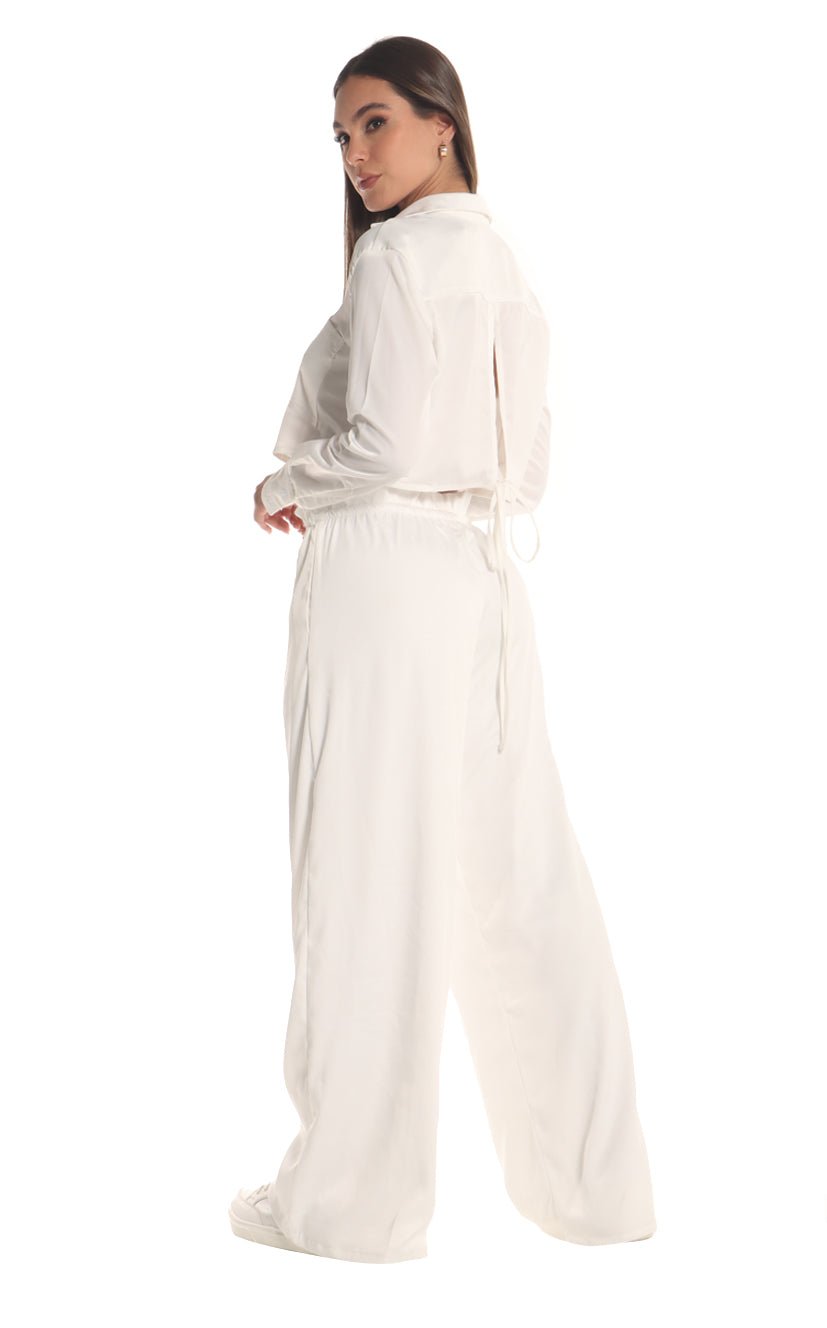 Pantalón Marfil Amarre En Cintura - Navissi Clothing ♡