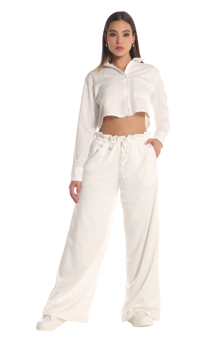Pantalón Marfil Amarre En Cintura - Navissi Clothing ♡