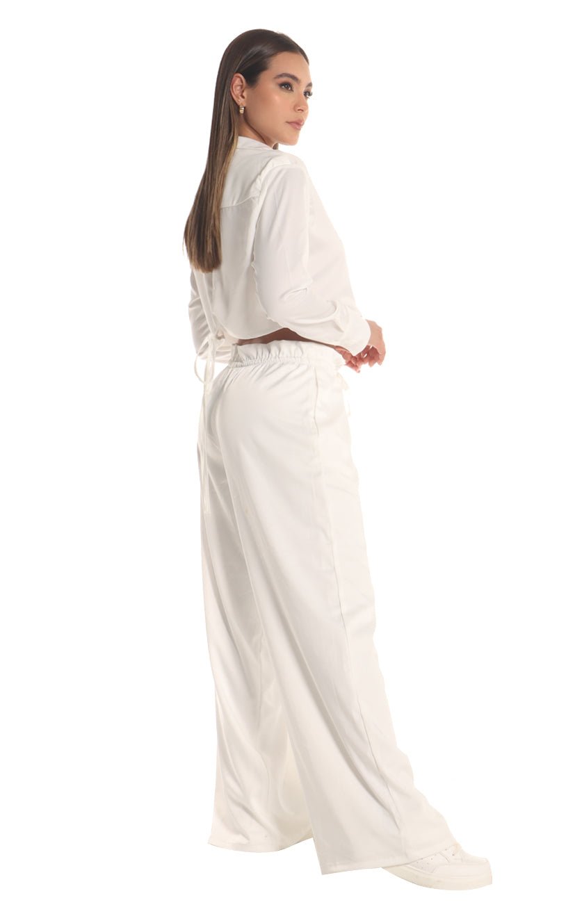 Pantalón Marfil Amarre En Cintura - Navissi Clothing ♡