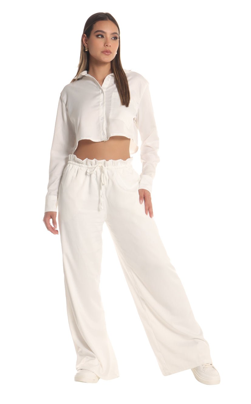 Pantalón Marfil Amarre En Cintura - Navissi Clothing ♡