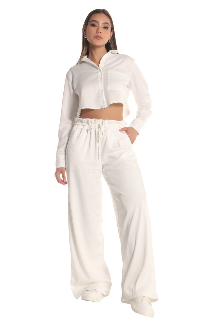 Pantalón Marfil Amarre En Cintura - Navissi Clothing ♡
