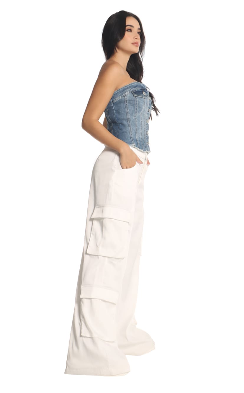 Pantalón Marfil Cargo Bota Recta - Navissi Clothing ♡