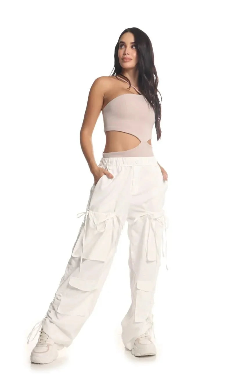 Pantalón Marfil Tiras De Amarre - Navissi Clothing ♡