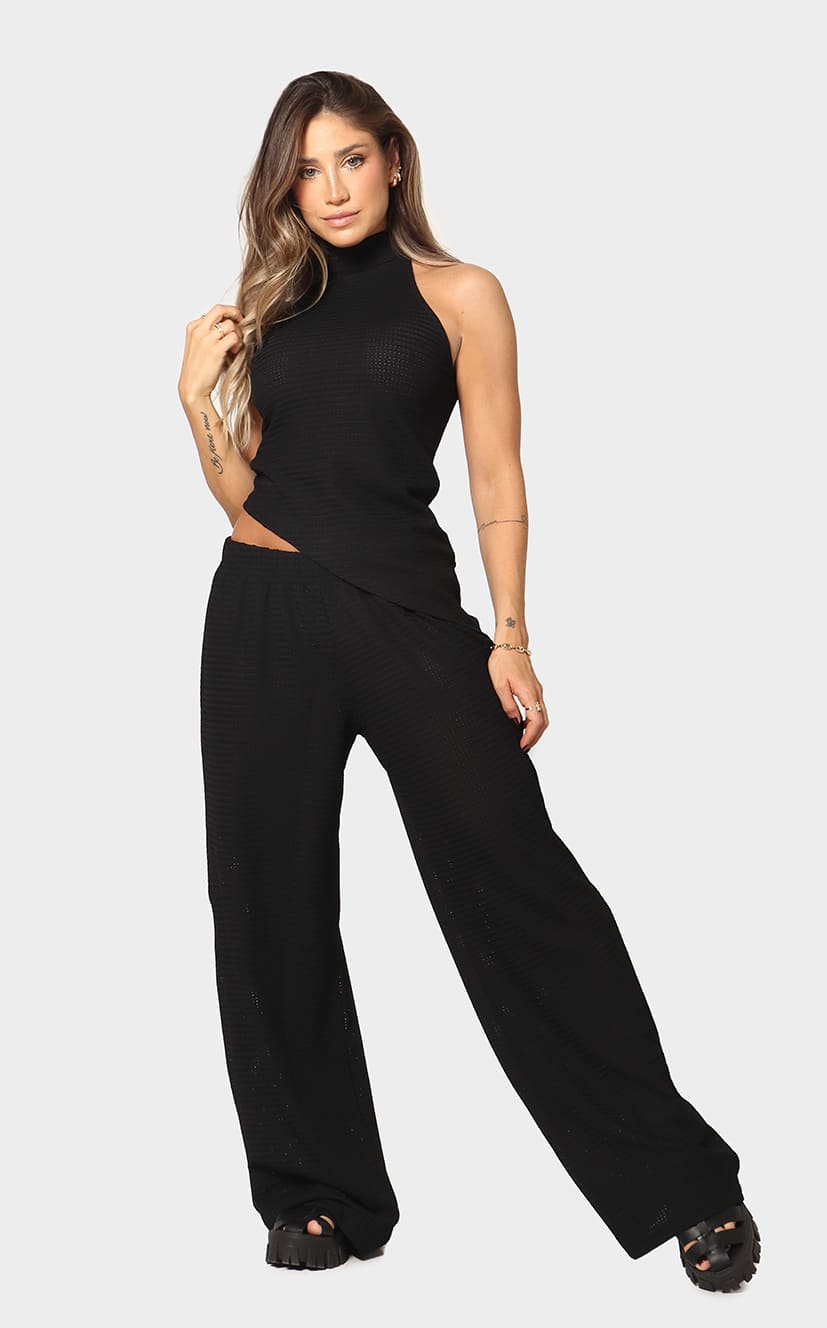 Pantalón Negro Bota Ancha