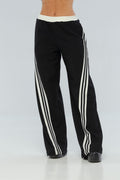 Pantalón Negro Líneas Marfil
