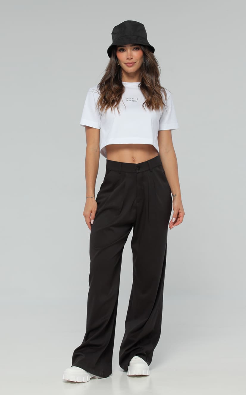 Pantalón Negro Bota Recta - Navissi