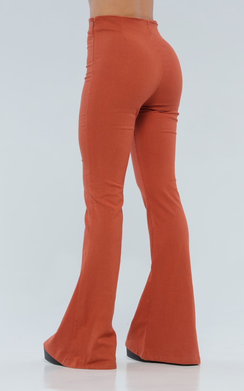 Pantalón Terracota En Lino