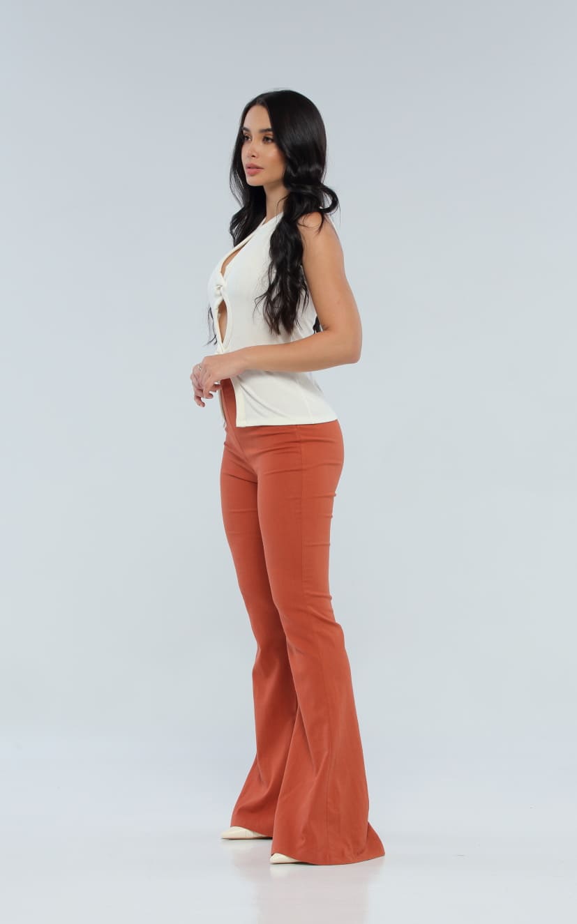 Pantalón Terracota En Lino