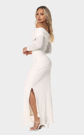Vestido Marfil Cuello Bandeja