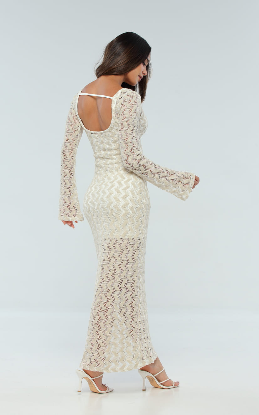 Vestido Marfil Tejido Largo