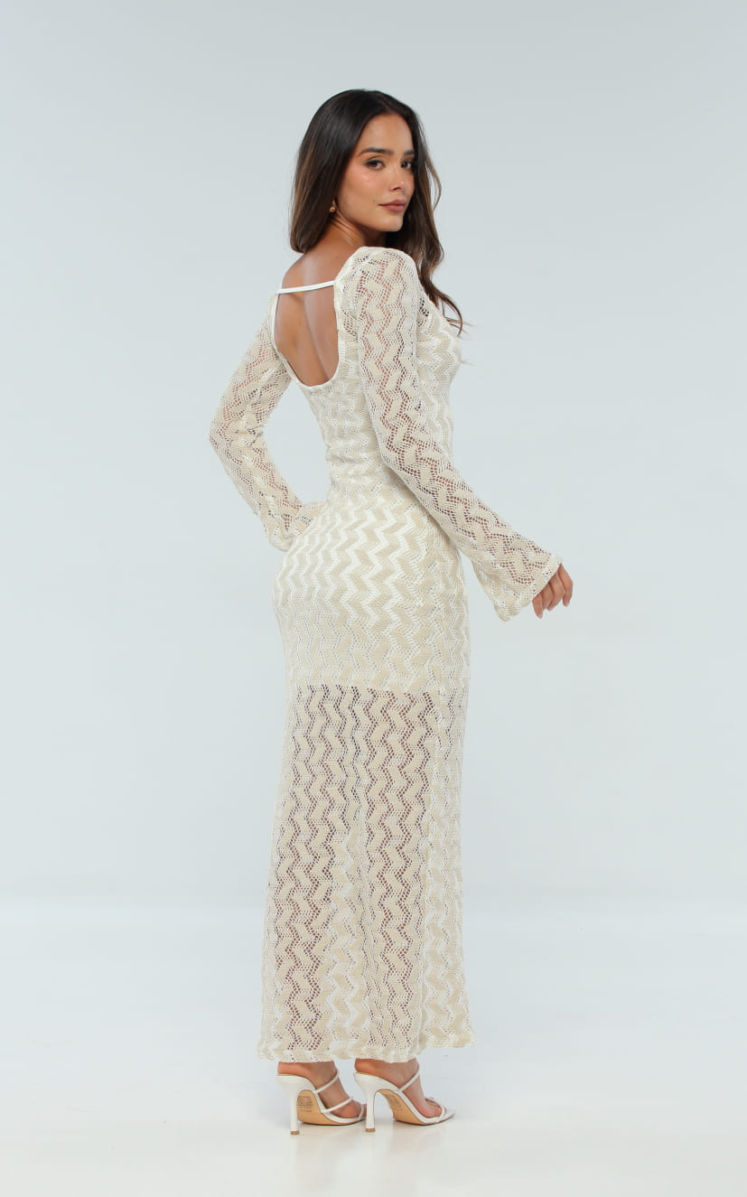 Vestido Marfil Tejido Largo