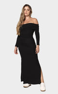 Vestido Negro Escote Bandeja - Navissi