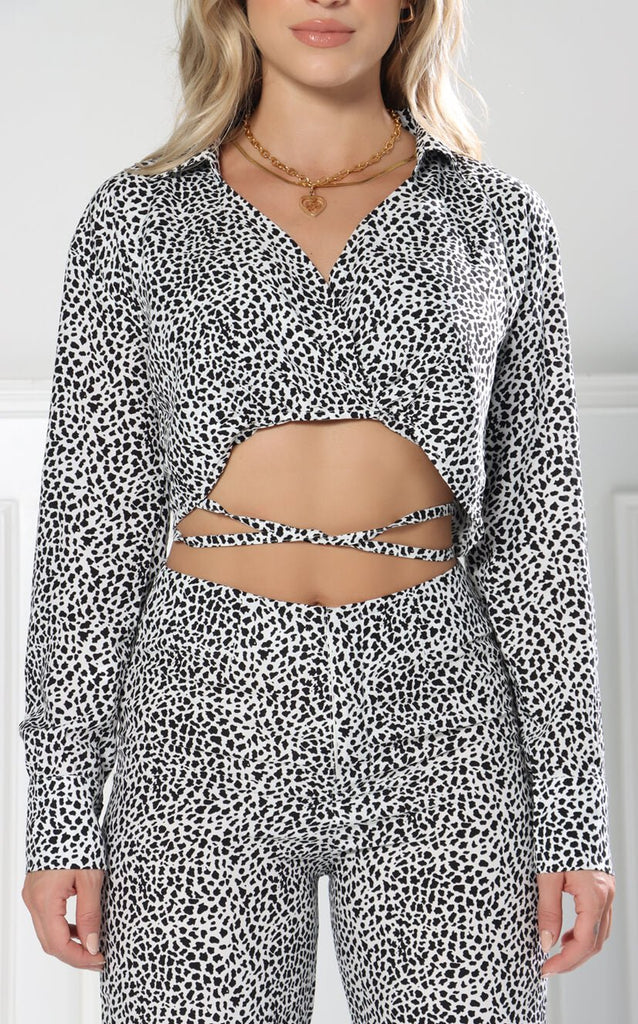 Blusa Animal Print Negro Cropped - Navissi Clothing ♡