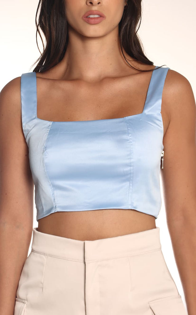 Blusa Azul Celeste Cropped - Navissi Clothing ♡