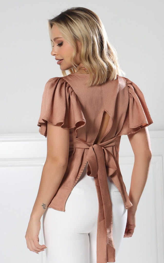 Blusa Camel Escote En Espalda - Navissi Clothing ♡