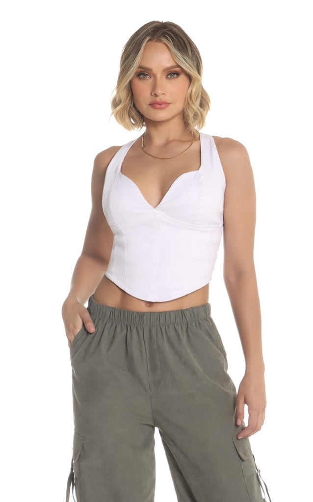 Blusa Marfil Tipo Corpiño - Navissi Clothing ♡