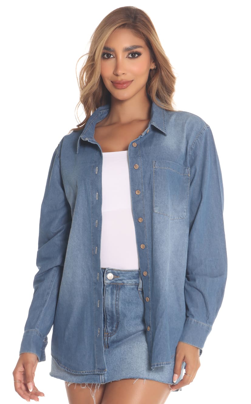 Camisa Azul Denim - Navissi Clothing ♡
