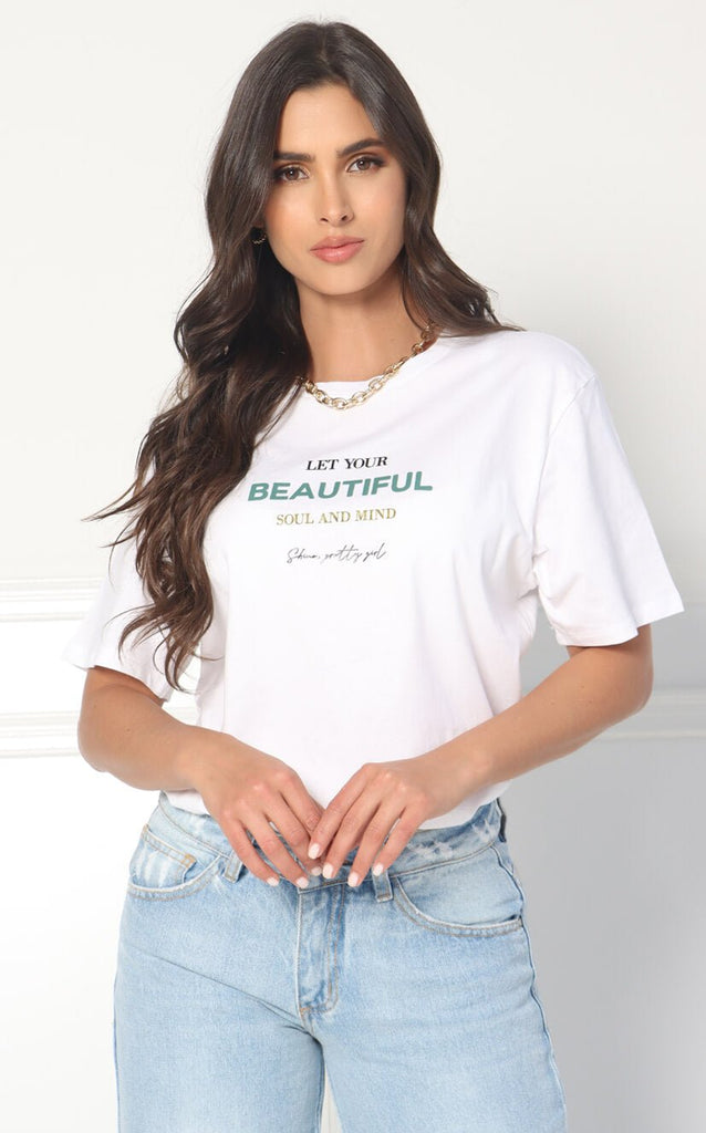 Camiseta Marfil Beautiful - Navissi Clothing ♡