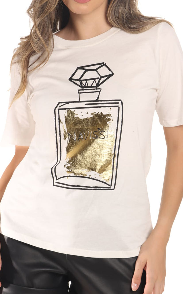 Camiseta Marfil Estampado Dorado - Navissi Clothing ♡