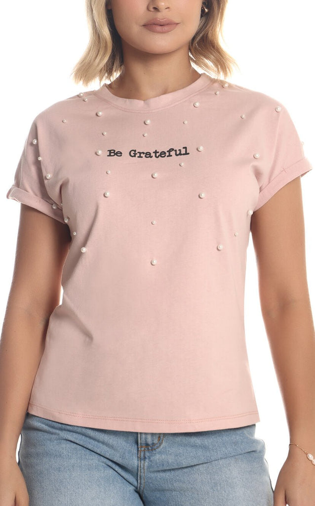 Camiseta Palo De Rosa Be Grateful - Navissi Clothing ♡