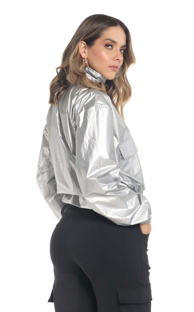 Chaqueta Plateada Tipo Bomper - Navissi Clothing ♡