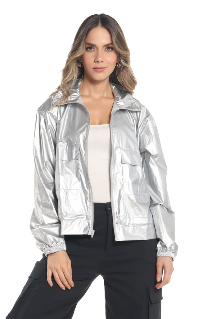 Chaqueta Plateada Tipo Bomper - Navissi Clothing ♡