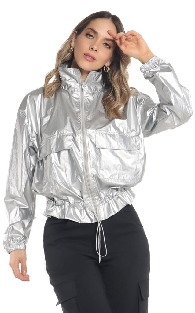 Chaqueta Plateada Tipo Bomper - Navissi Clothing ♡