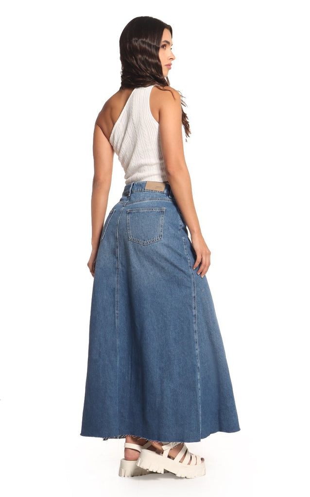 Falda Azul Denim Midi - Navissi Clothing ♡