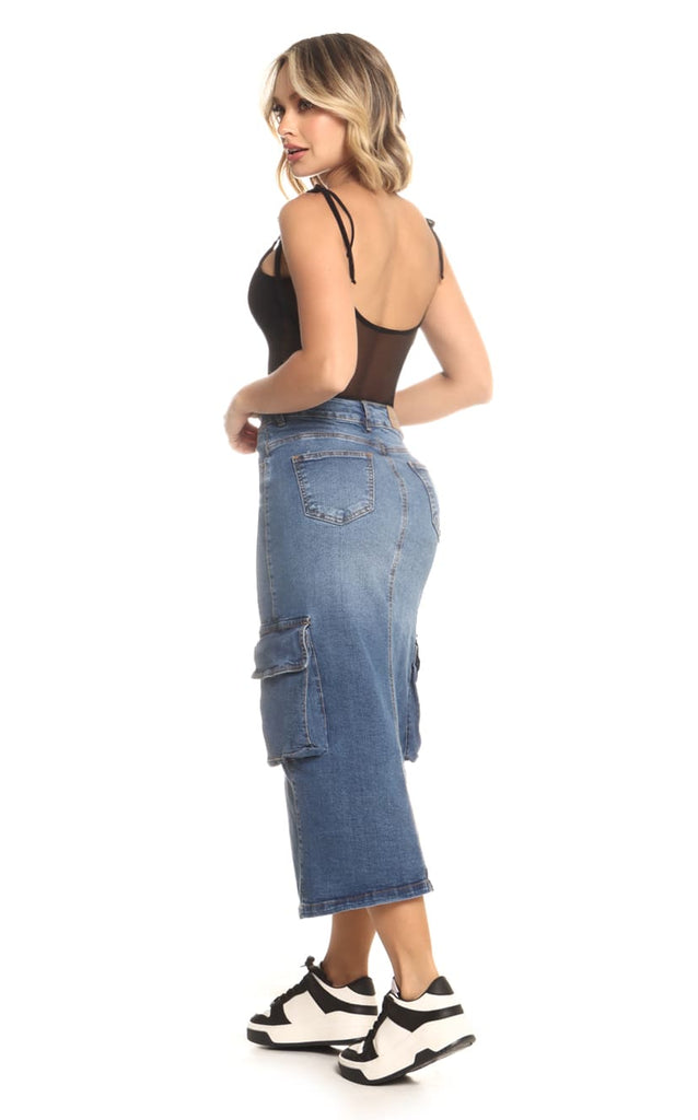 Falda Denim Cargo Midi - Navissi Clothing ♡