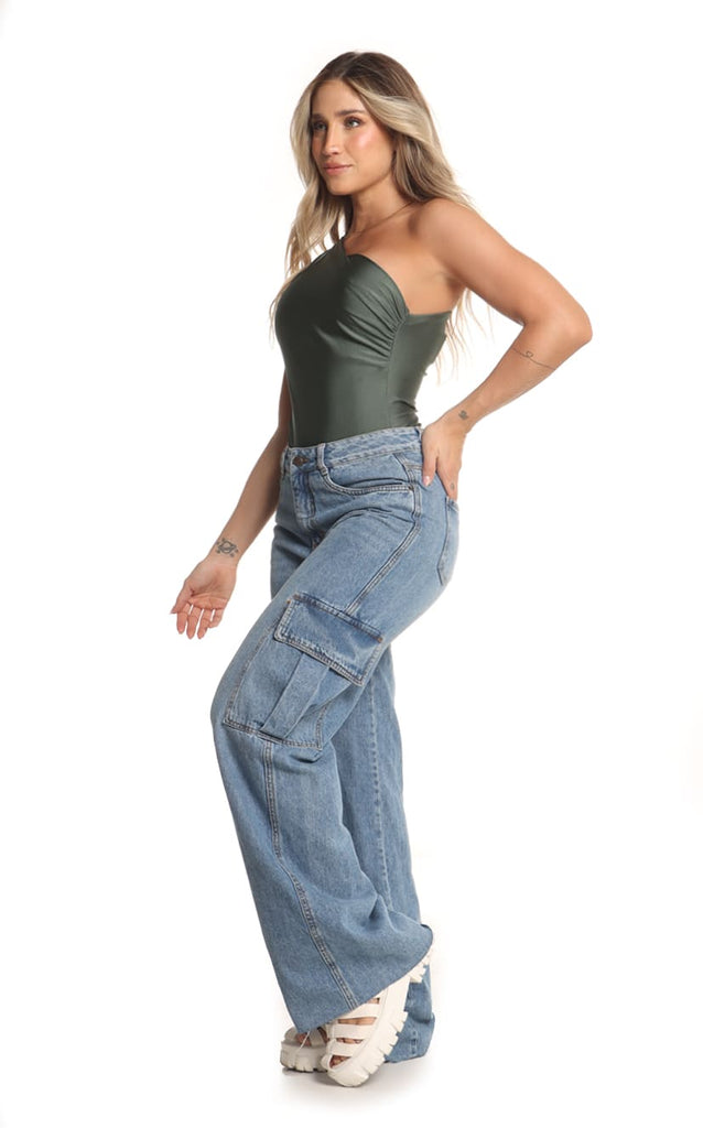 Jean Azul Cargo Wide Leg - Navissi Clothing ♡