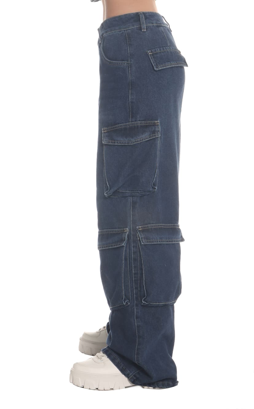 Jean Azul Wide Leg Cargo - Navissi Clothing ♡