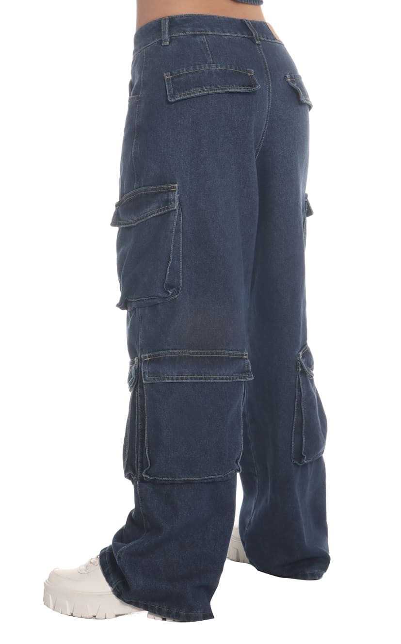 Jean Azul Wide Leg Cargo - Navissi Clothing ♡