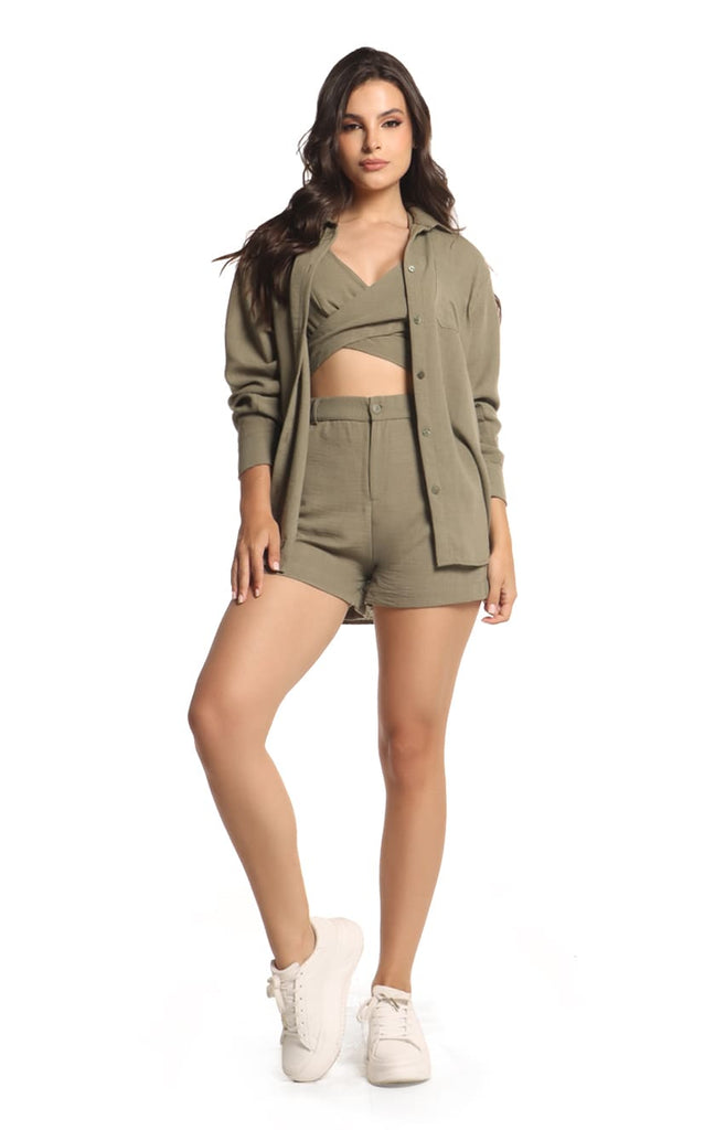 Short Tipo Sastre Verde Militar - Navissi Clothing ♡
